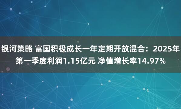 银河策略 富国积极成长一年定期开放混合：2025年第一季度利润1.15亿元 净值增长率14.97%